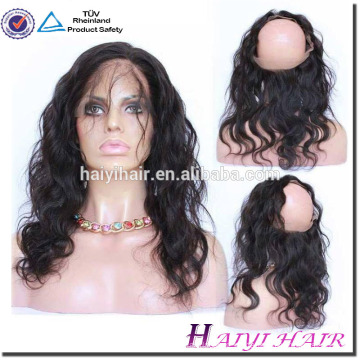 Original cabelo humano Remy indiano onda do corpo do cabelo base de seda 360 rendas frontal